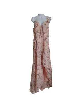 White By Vera Wang Ruffle Floral Wedding Guest Floral Flowy Dress 12 Blush